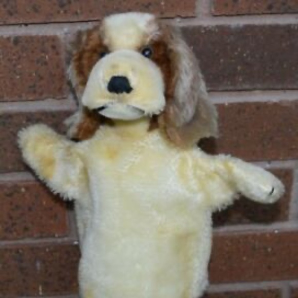 Vtg Steiff COCKER SPANIEL Hand Glove/Puppet Plush & Trevira Velvet w/Botton